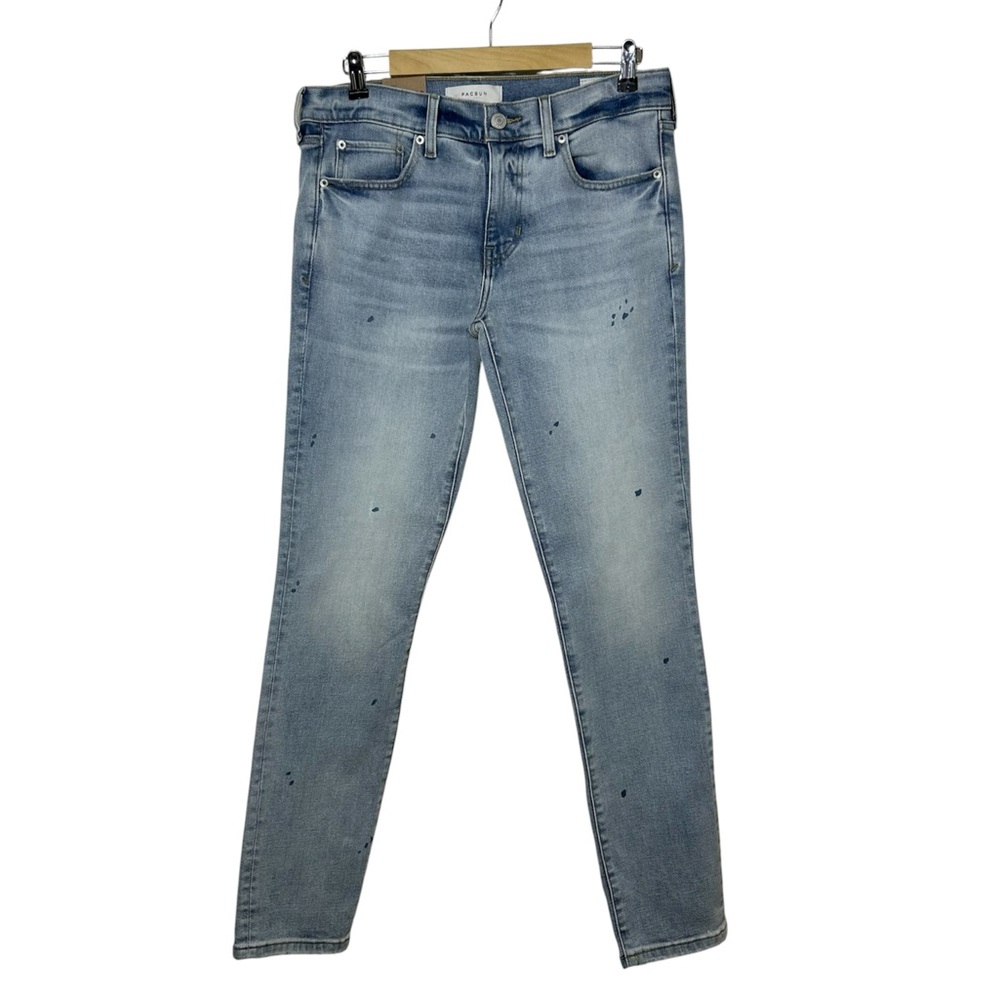PacSun Men’s Cotton Blend Light Wash Paint Splashes Detail Skinny Jeans 30x32